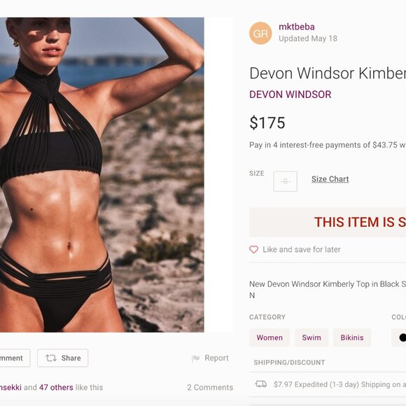 DEVON WINDSOR Black Halter Bikini - Picture 3 of 8